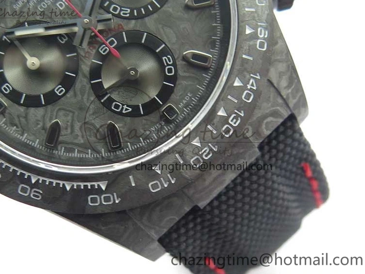 MiroTime 0414 Stretchable Daytona DIW All Black Carbon Noob 1:1 Best Edition Black Dial on Black Nylon Strap SA 2582
